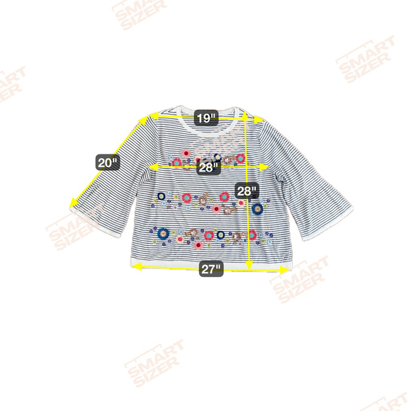 Lovely Talbots 3X Striped Sweater with Floral Embroidery, Sequins - Picture 2 of 8